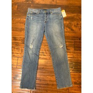 Level 99 Anthropologie Morgan Slouchy Straight Distressed Blue Jeans, Size 30